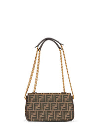 Fendi Women Brown Baguette Chain Midi Crossbody Bag