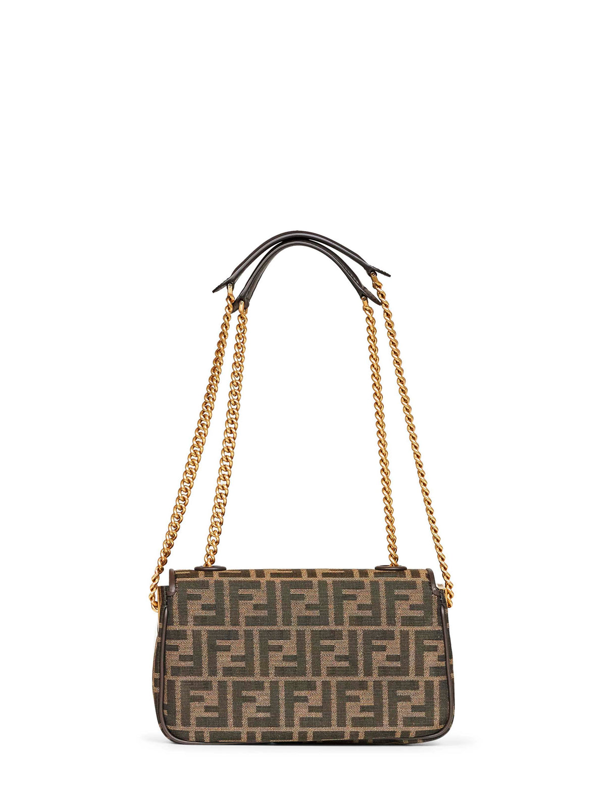 Fendi Women Brown Baguette Chain Midi Crossbody Bag