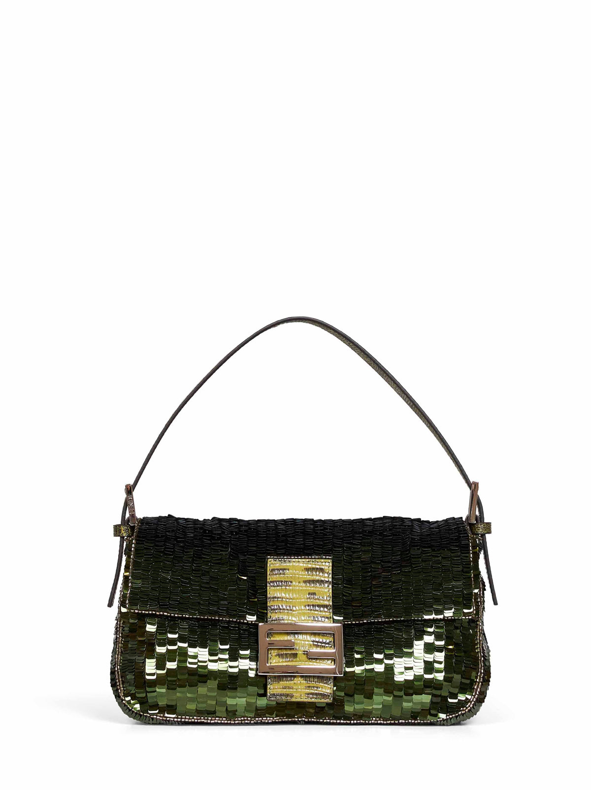 Fendi Women Military Green Baguette 26424 Shoulder Bag
