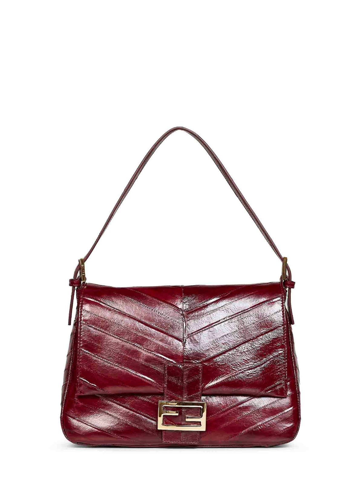 Fendi Women Burgundy Flap 26325 Shoulder Bag