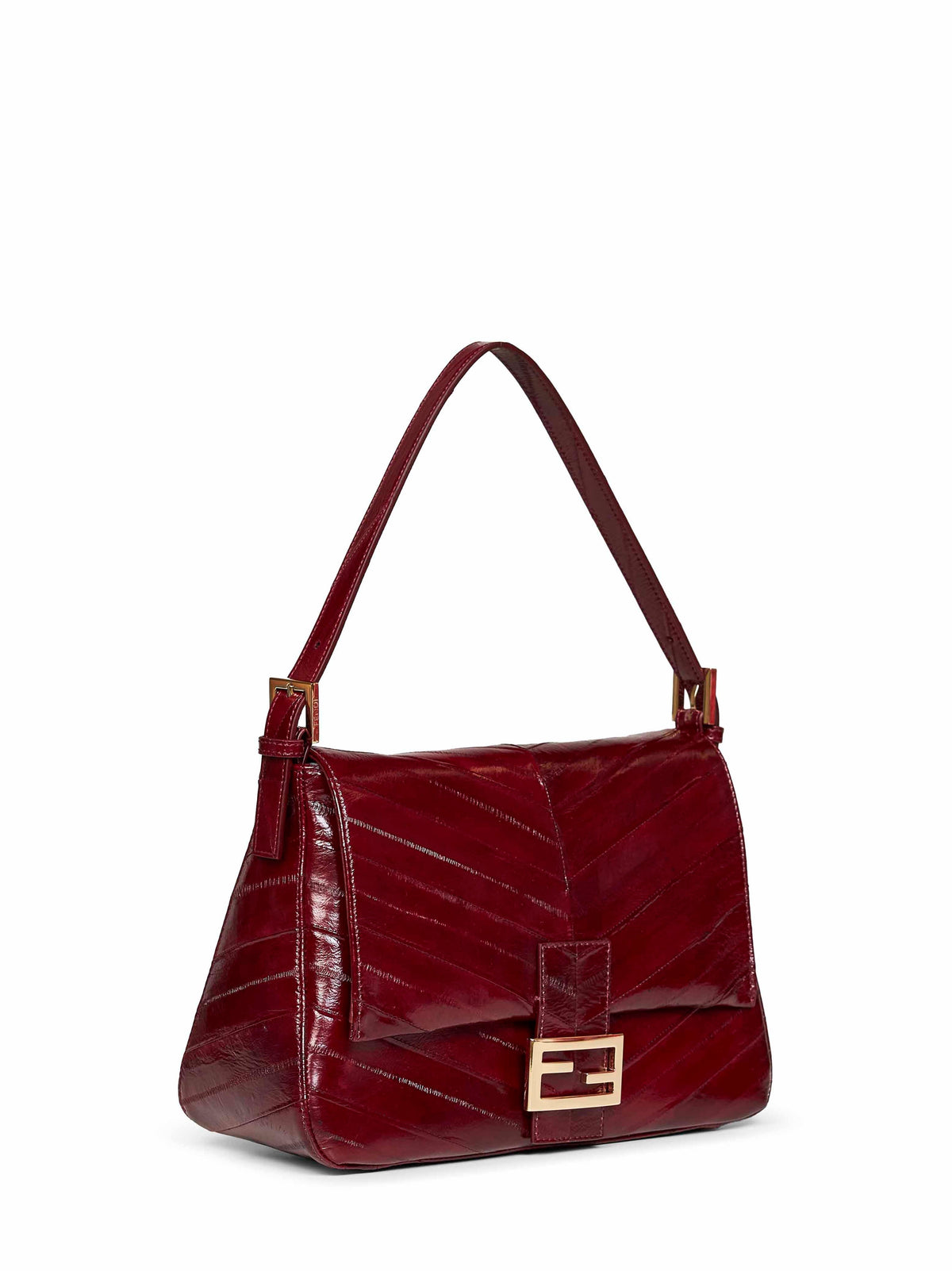 Fendi Women Burgundy Flap 26325 Shoulder Bag