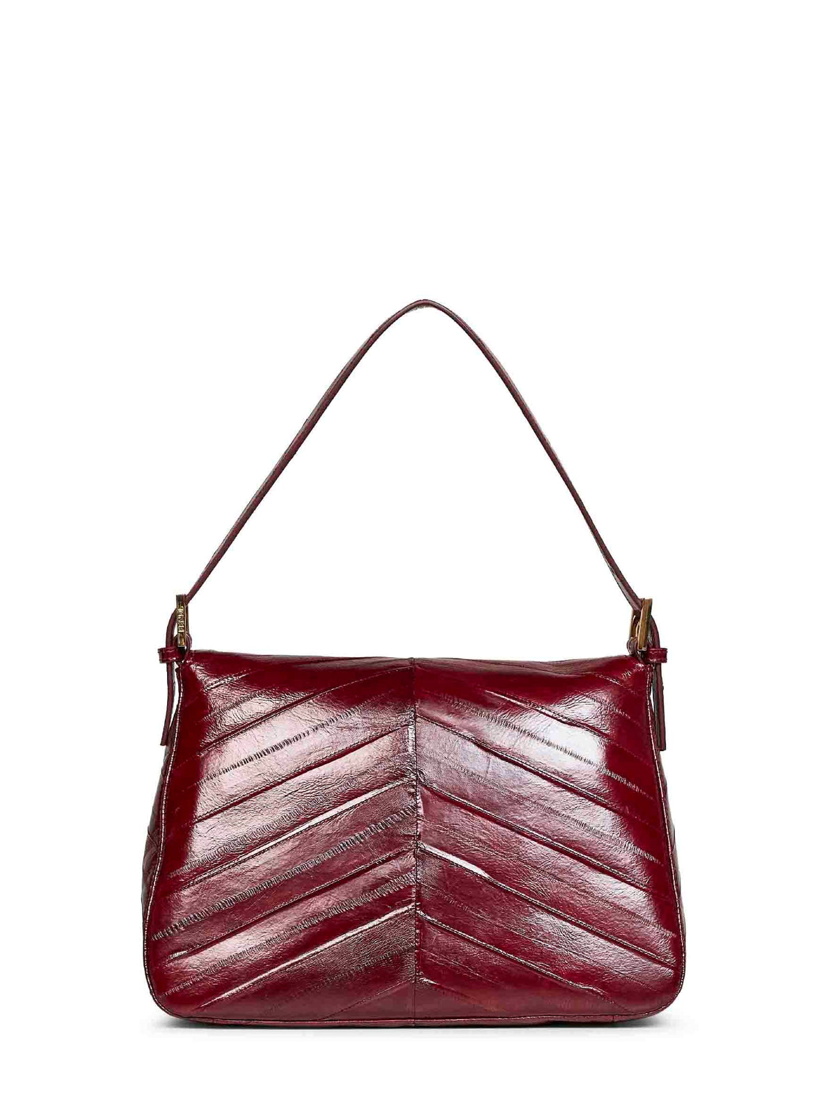 Fendi Women Burgundy Flap 26325 Shoulder Bag