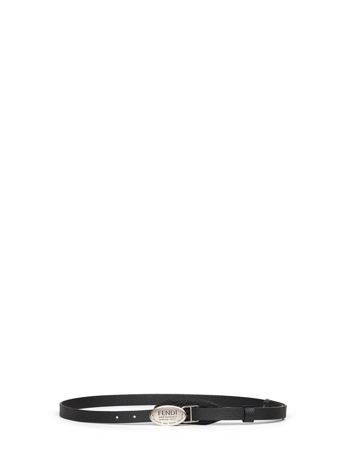 Fendi Women Black Cuoio Romano Leather Long And Slim Belt