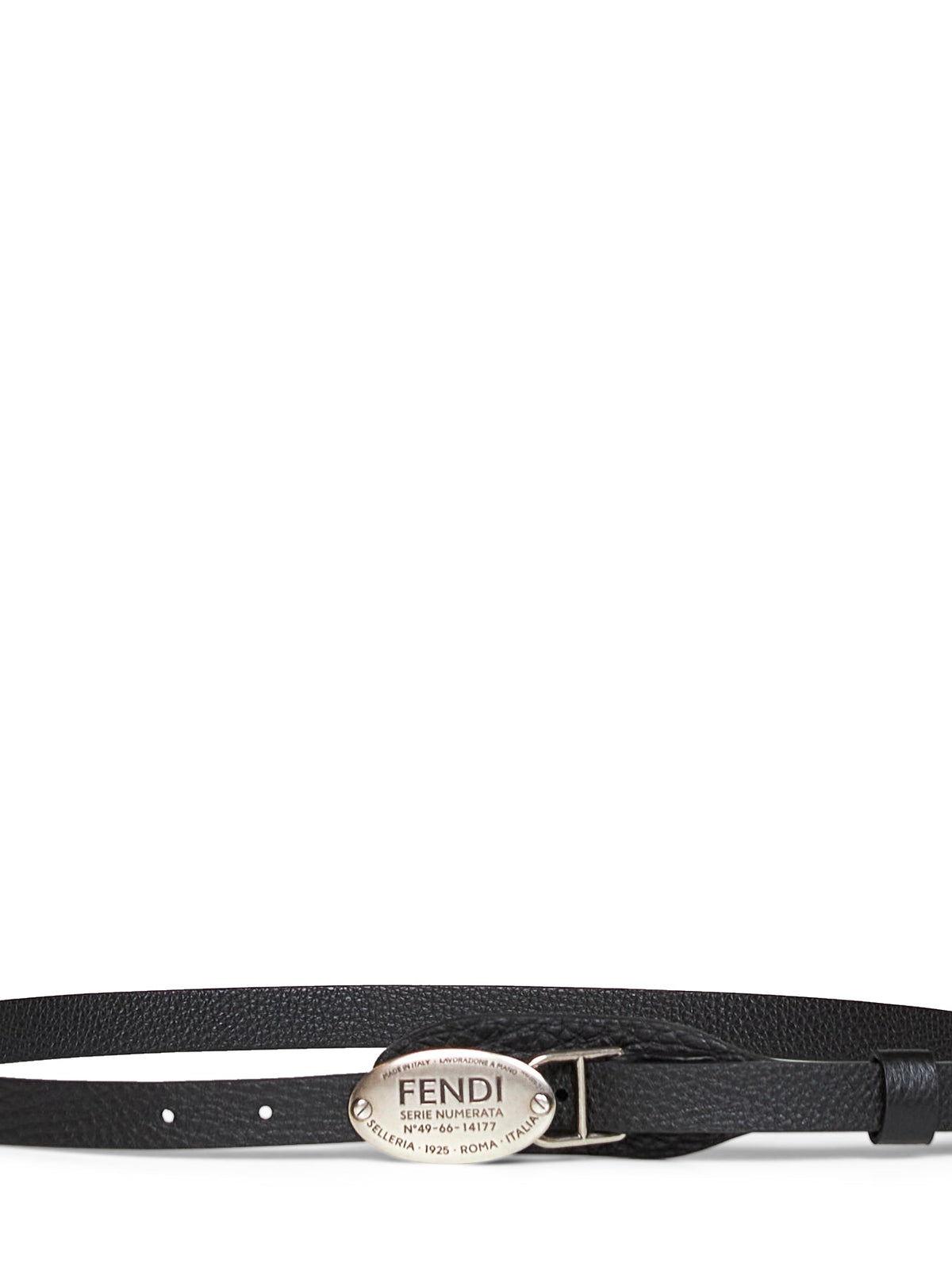 Fendi Women Black Cuoio Romano Leather Long And Slim Belt