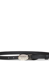 Fendi Women Black Cuoio Romano Leather Long And Slim Belt