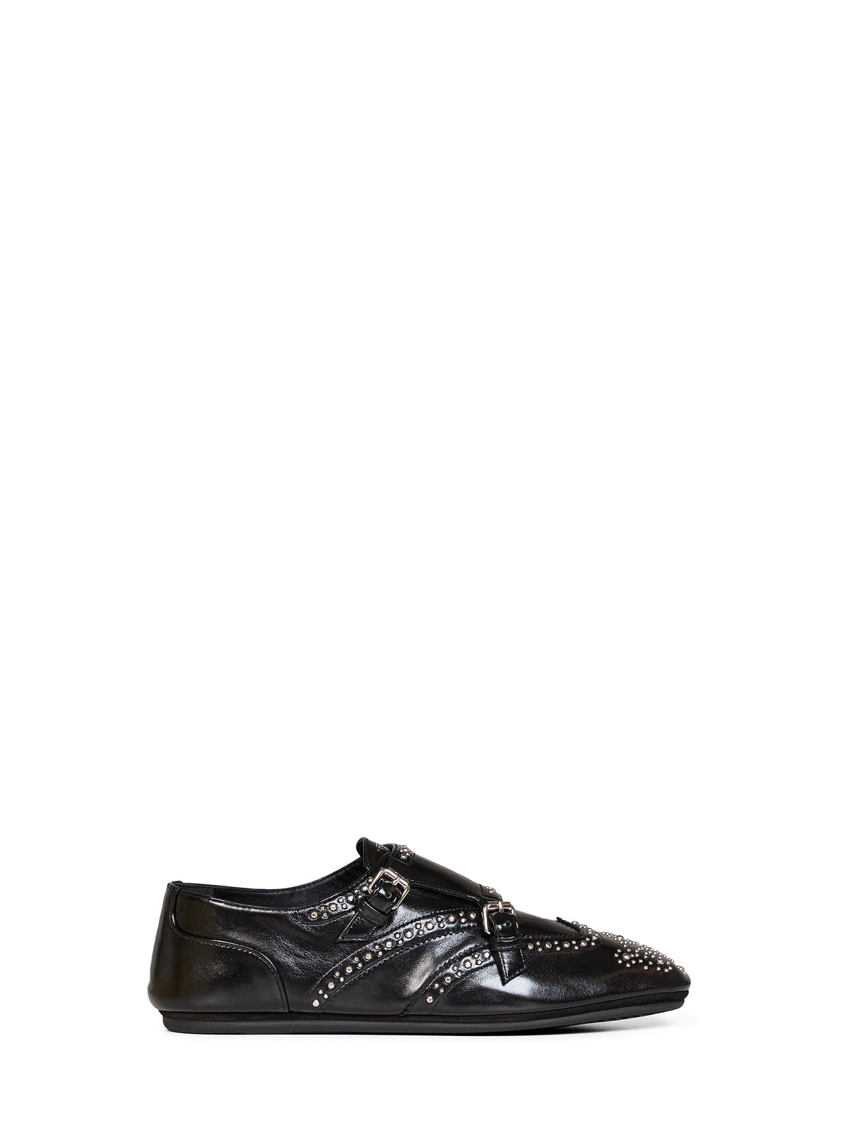 Fendi Women Black Fendi Stud Double-Monk Loafers