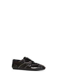 Fendi Women Black Fendi Stud Double-Monk Loafers