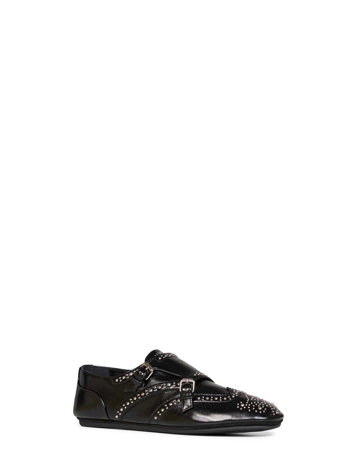 Fendi Women Black Fendi Stud Double-Monk Loafers