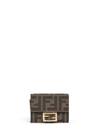 Fendi Women Brown Baguette Micro Trifold Wallet
