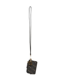 Fendi Women Brown Ff Jacquard Card Case With Strap
