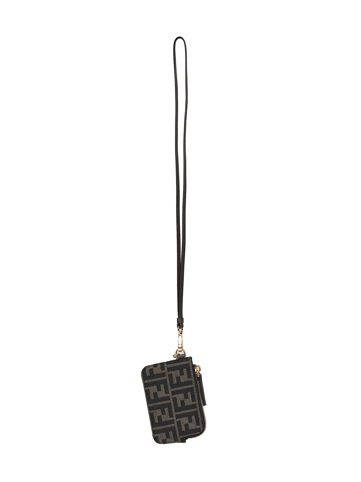Fendi Women Brown Ff Jacquard Card Case With Strap