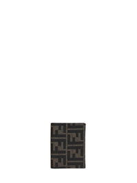 Fendi Women Tobacco Brown Card Case Ff Jacquard Card Case