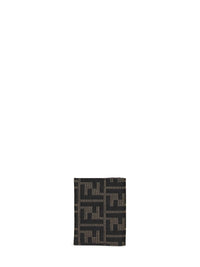 Fendi Women Tobacco Brown Card Case Ff Jacquard Card Case