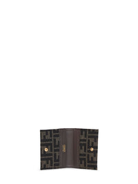 Fendi Women Tobacco Brown Card Case Ff Jacquard Card Case