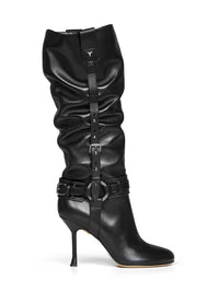 Fendi Women Black Leather Fendi Count Draped Boots