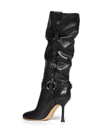 Fendi Women Black Leather Fendi Count Draped Boots