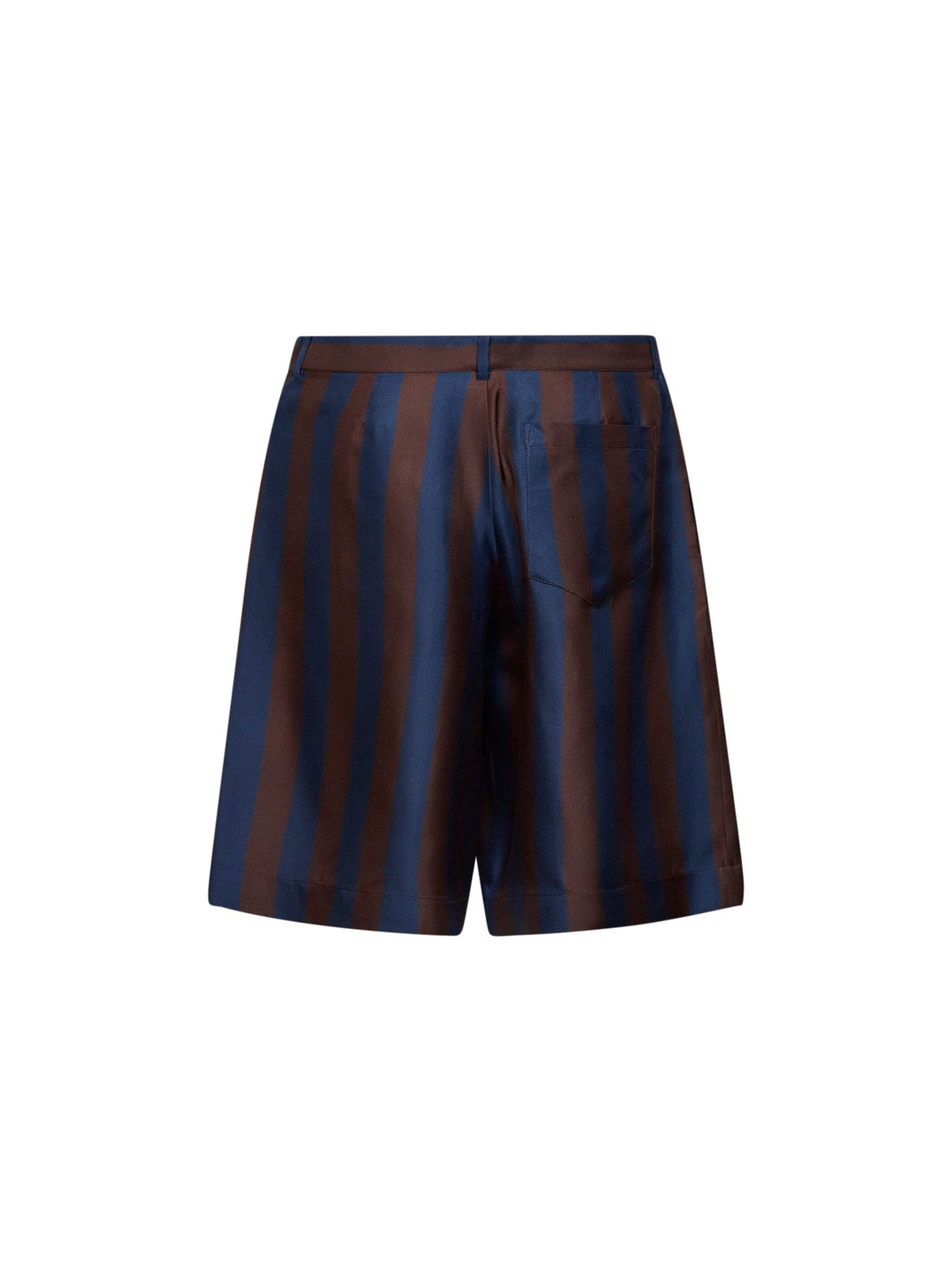 Fendi Men Brown And Navy Blue Pequin Silk Bermuda Shorts