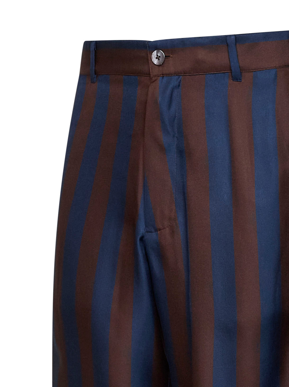 Fendi Men Brown And Navy Blue Pequin Silk Bermuda Shorts