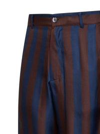 Fendi Men Brown And Navy Blue Pequin Silk Bermuda Shorts