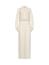 Fendi Women Ivory Silk Crêpe Jacquard Long Shirt Dress