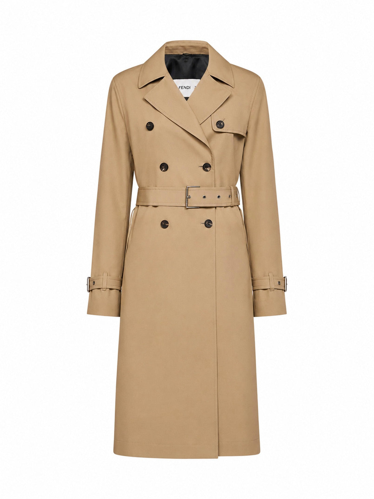 Fendi Women Rope Cotton Gabardine Belted Midi Trench Coat