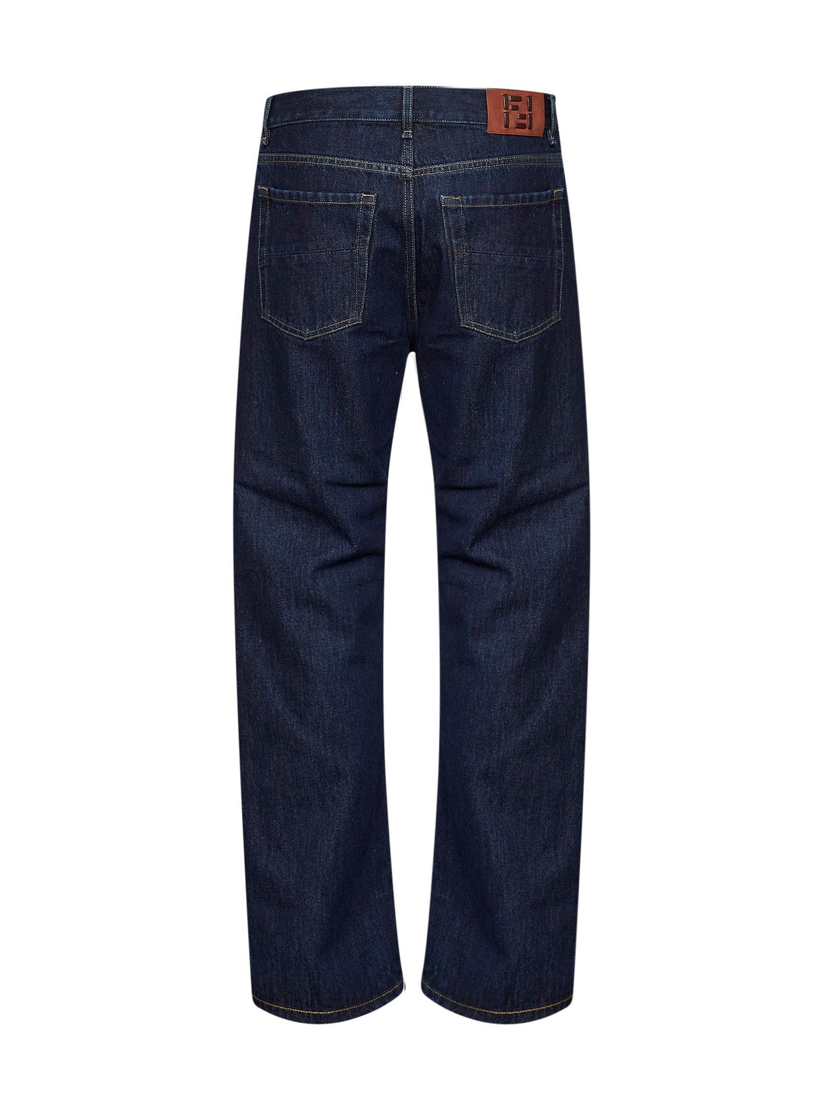 Fendi Men Dark Blue Cotton Denim Straight Jeans