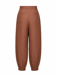 Fendi Women Brown Linen And Cotton High-Rise Balloon Trousers