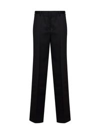 Fendi Women Black Grain De Poudre Wool Regular-Fit Trousers