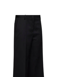 Fendi Women Black Grain De Poudre Wool Regular-Fit Trousers