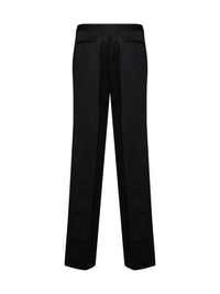 Fendi Women Black Grain De Poudre Wool Regular-Fit Trousers