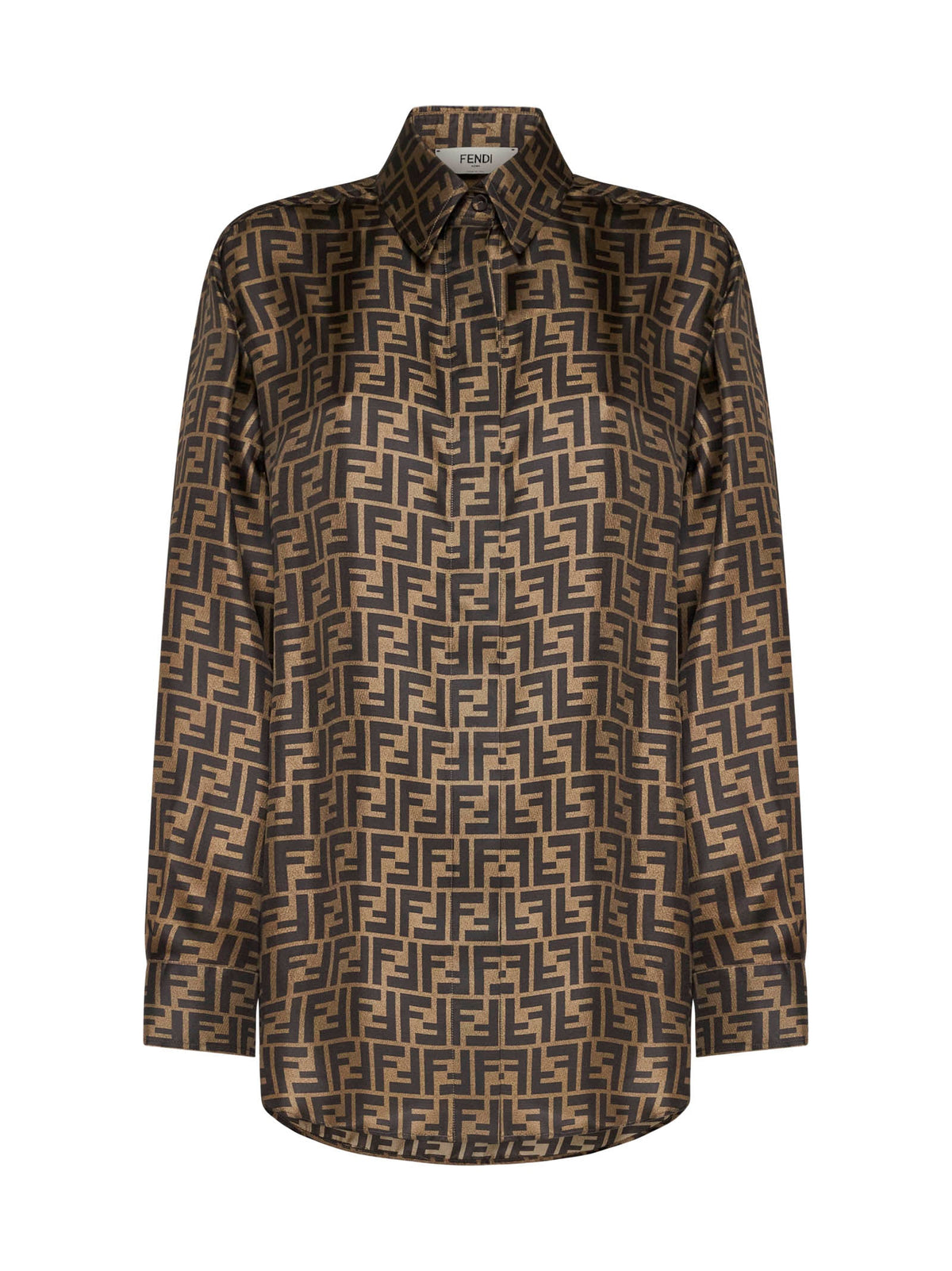 Fendi Women Brown Ff Silk Shirt