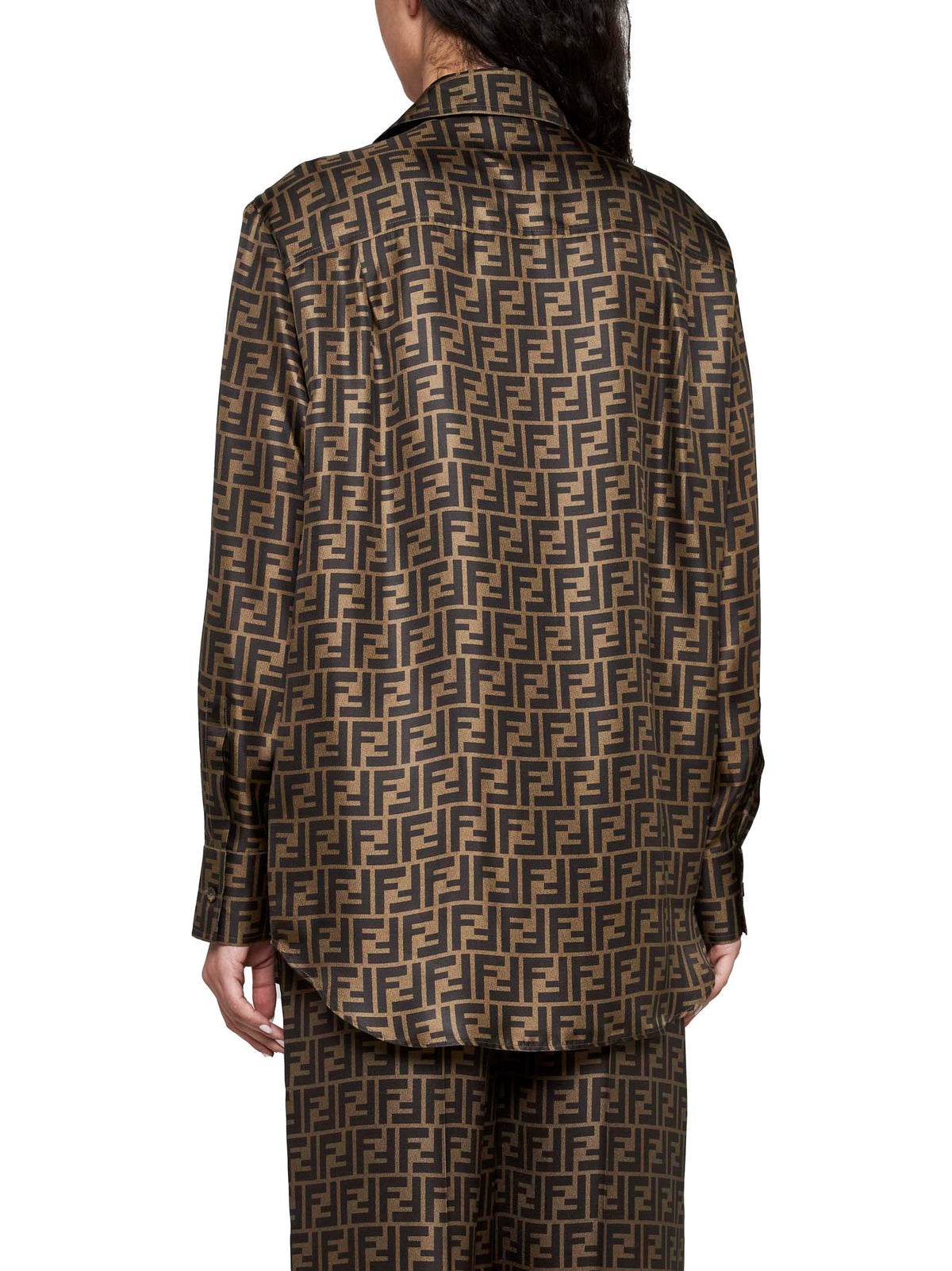 Fendi Women Brown Ff Silk Shirt