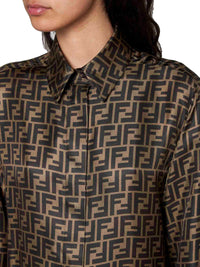 Fendi Women Brown Ff Silk Shirt