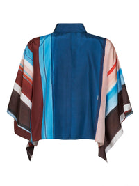 Fendi Women Venetian Stripes-Print Habotai Silk Cropped Shirt
