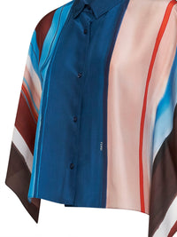 Fendi Women Venetian Stripes-Print Habotai Silk Cropped Shirt