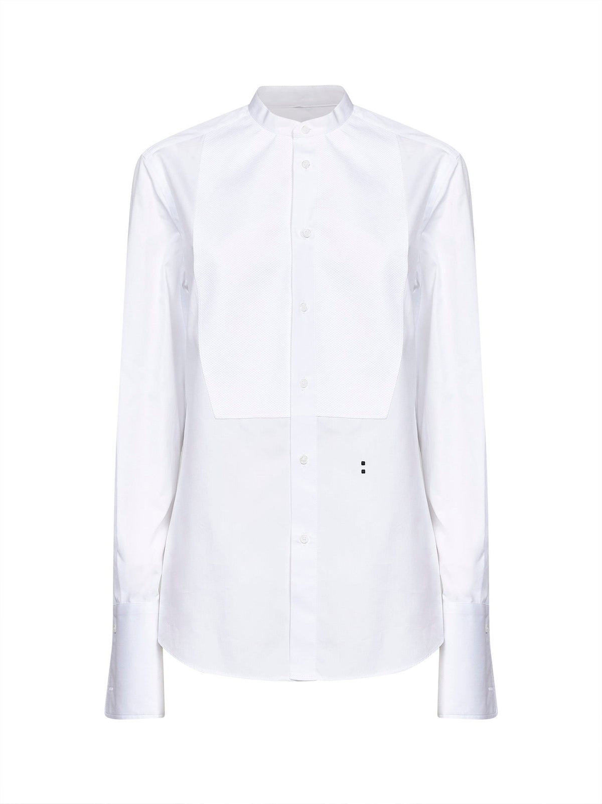 Fendi Women White Cotton Poplin Slim-Fit Shirt With Front Plastron