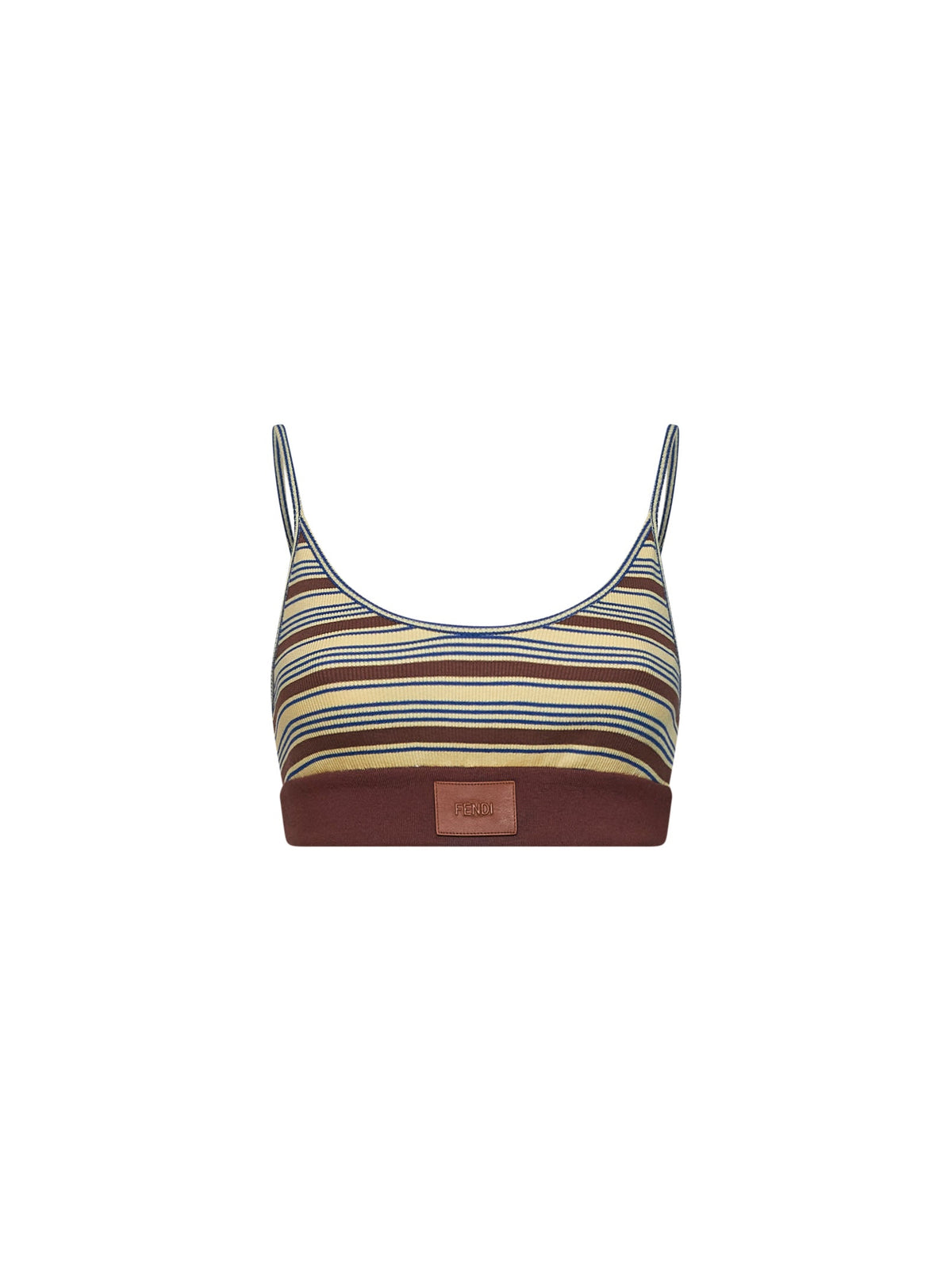 Fendi Women Multicolor Striped Cotton Knit Bralette Top