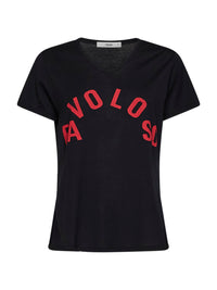 Fendi Women Black Jersey T-Shirt With Favoloso Print