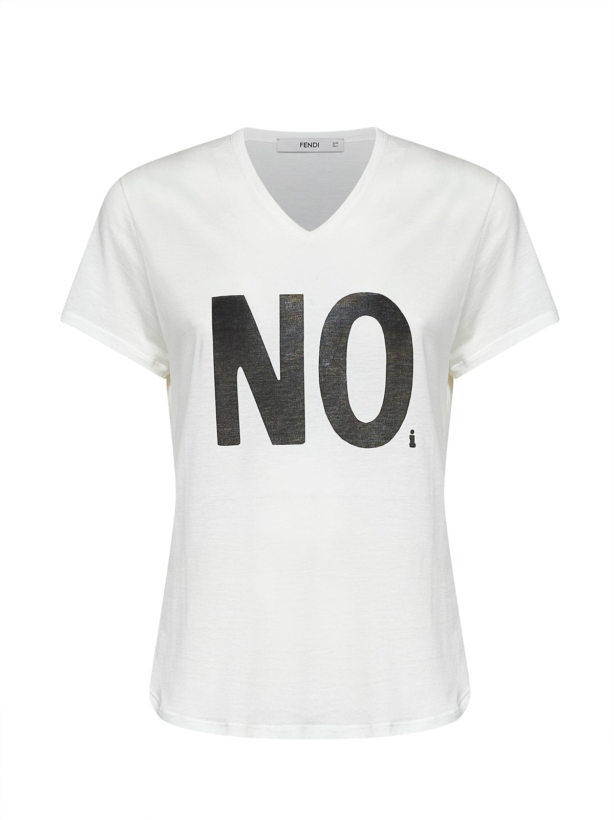 Fendi Women Ivory Cotton Jersey T-Shirt With Noi Print