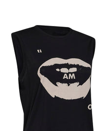 Fendi Women Black Lightweight Organic Jersey Ti Amo-Print Sleeveless Top