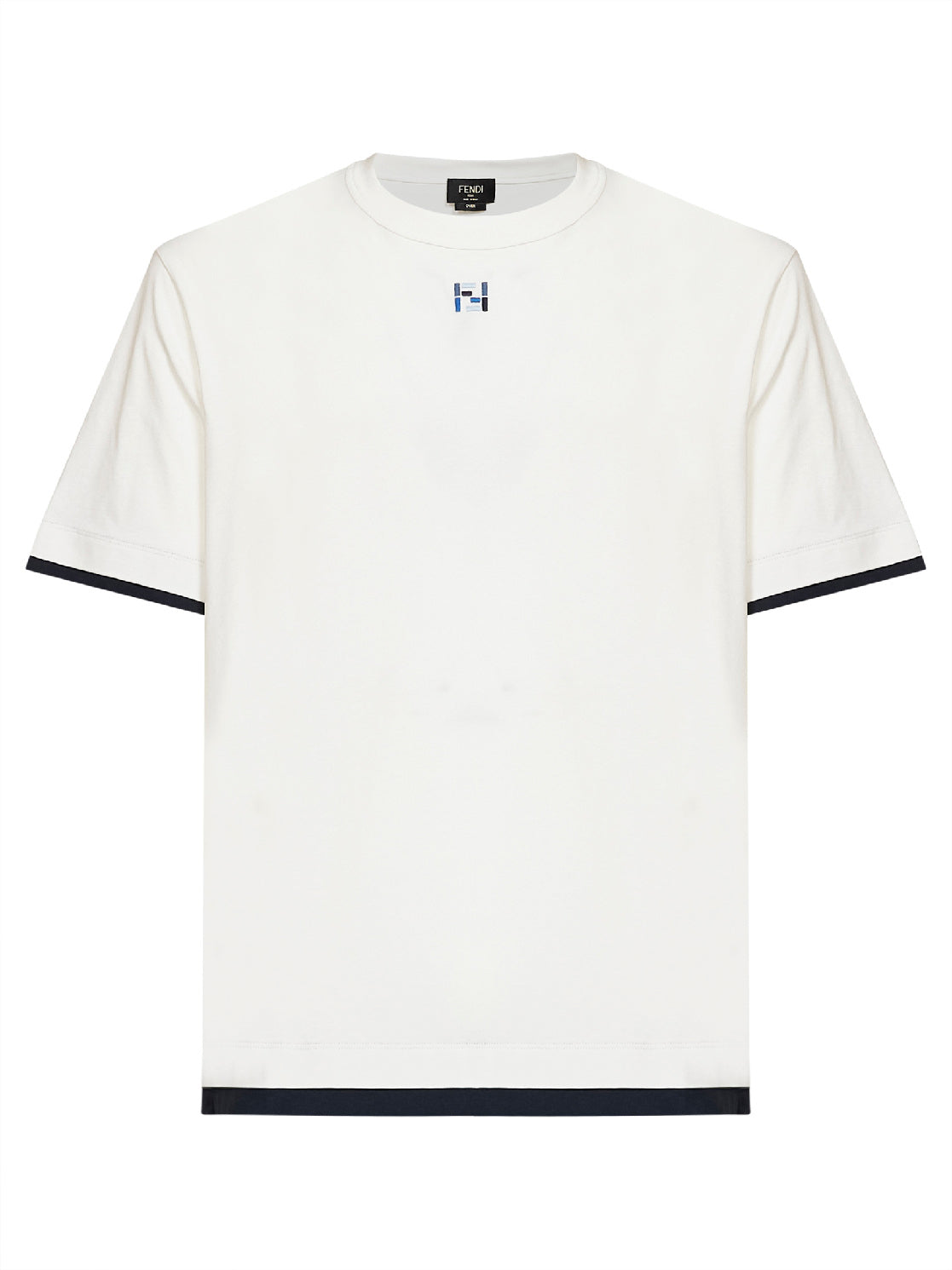 Fendi Men White Jersey Oversized T-Shirt With Contrasting Trims