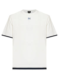 Fendi Men White Jersey Oversized T-Shirt With Contrasting Trims