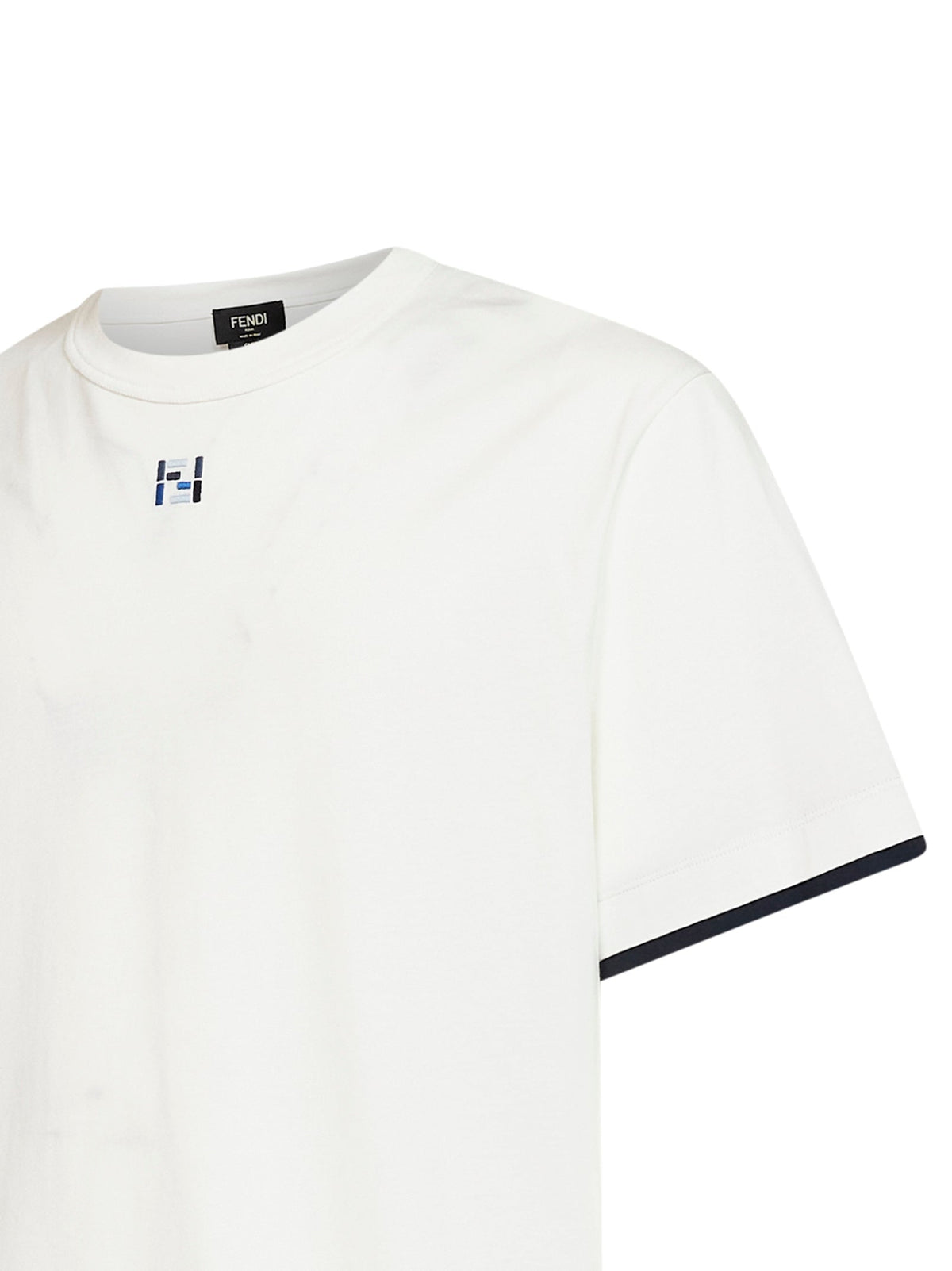 Fendi Men White Jersey Oversized T-Shirt With Contrasting Trims