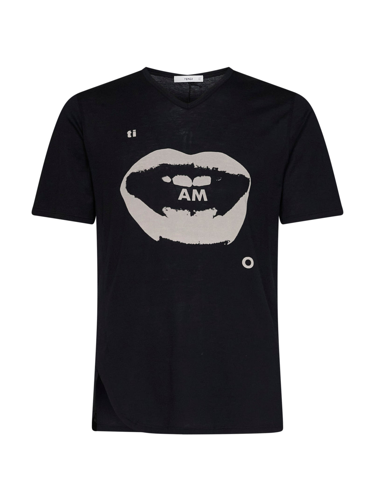 Fendi Men Black Cotton Jersey T-Shirt With Ti Amo Print