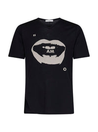 Fendi Men Black Cotton Jersey T-Shirt With Ti Amo Print