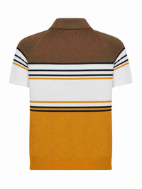 Fendi Men Multicolor Striped Color Block Viscose Knit Polo Shirt
