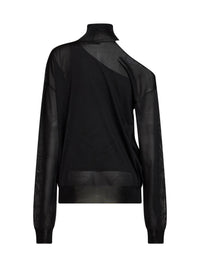 Fendi Women Black Lightweight Silk Organza Asymmetric Top
