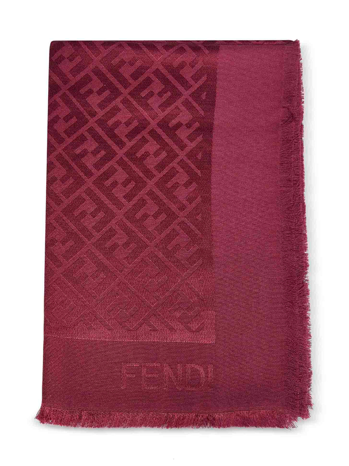 Fendi Silk Women Cherry Silk And Wool Ff Shawl
