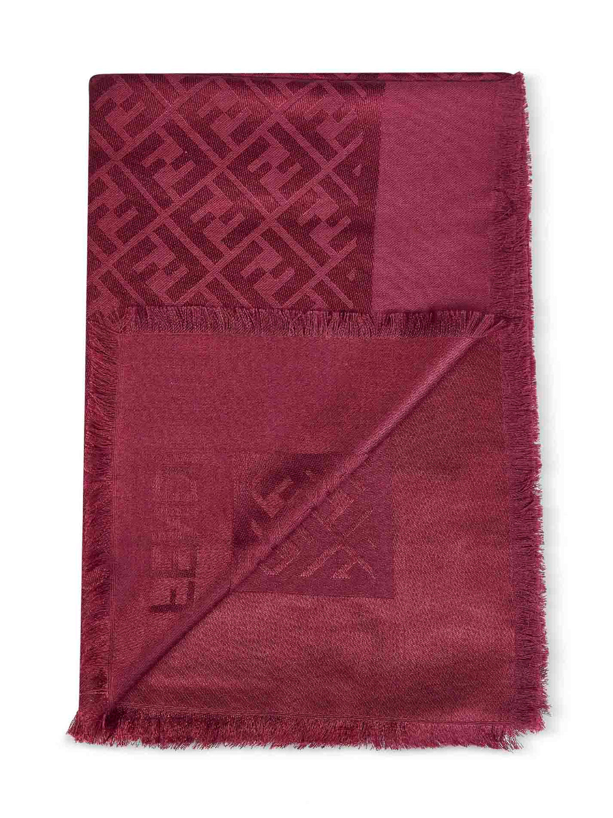 Fendi Silk Women Cherry Silk And Wool Ff Shawl