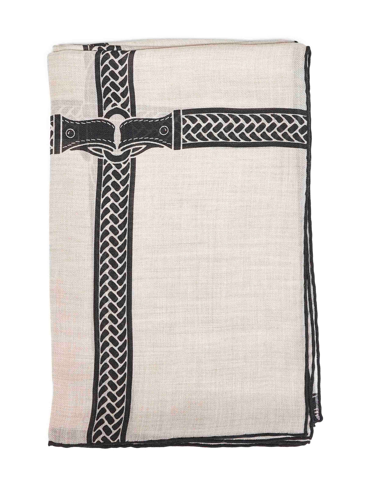 Fendi Silk Women Dove Grey Printed Cashmere Selleria Shawl
